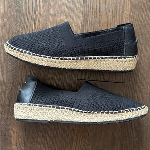 COLE HAAN 9M Black Knit + Rope Summer Espadrille Slip On Loafer Shoes 9